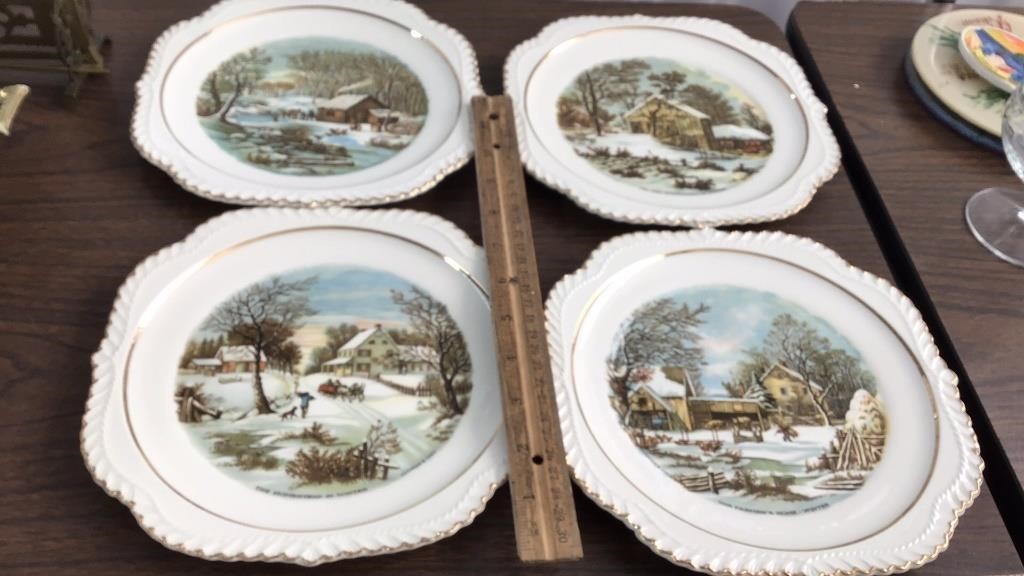 Set of 4 Currier & Ives Winter Collector Plates