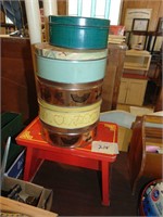Retro stool and vintage tins