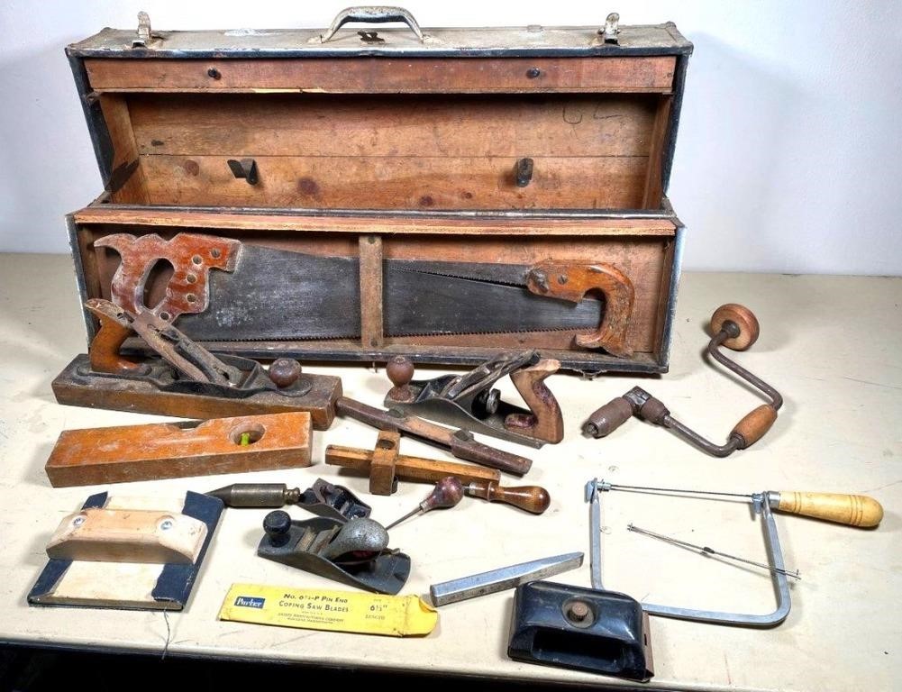 antique tool chest & tools