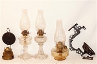 4 Antique Kerosene lamps