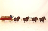 Cast iron beer wagon and six horses