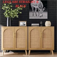 WEENFON 2-Set of Storage Cabinet with Arched Ratta