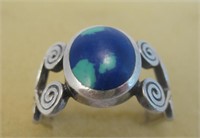 Southwest Sterling Silver & Lapis Ring -Hallmarked