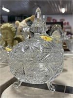 Round lead crystal candy dish with lid