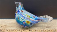 Unmarked Art Glass Bird (7"L)