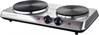 OVENTE Electric Double Burner  7.25&6.10  Silver