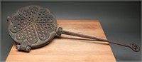 Cast Iron Waffle Iron- Heart Shaped- Vintage