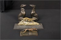 Group of 4 metal Dogs, tallest 6.5"
