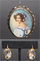 Victorian 14k Gold Miniature Portrait Set