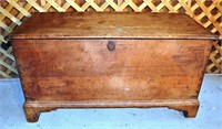 Ameican walnut dovetailed blanket chest, iron stra