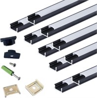 LED Strip Black U Channel Diffuser 10-Pack