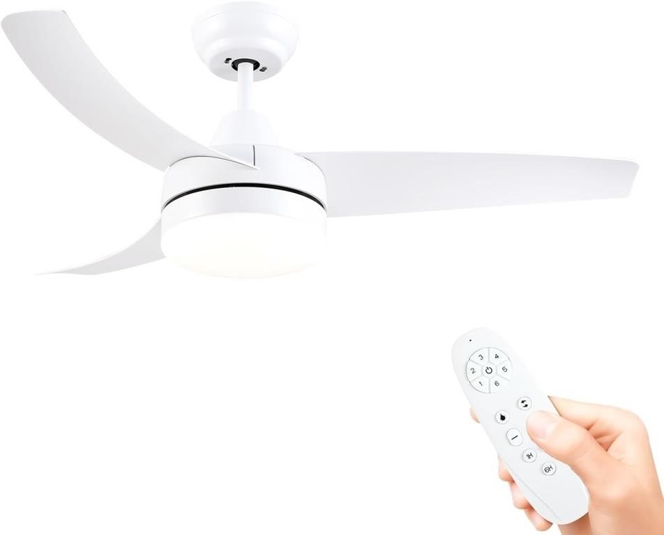 42" Ceiling Fans with Lights, White 3 blade