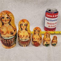 Rare Vintage Naughty Russian Style Nesting Dolls