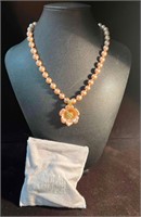 Nolan Miller Pink Blossom Faux Pearl Necklace
