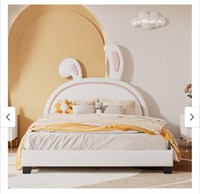 FULL Leather Upholstered Platform Bed with Rabbit