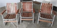 3 vintage folding rocking chairs