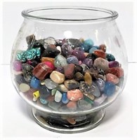 Polished Rocks in Glass Fishbowl