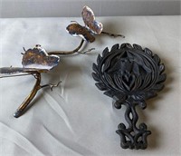 Metal Butterfly Décor & Cast Iron Trivet