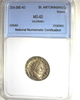 253-260 AD Valerian I Roman NNC MS62 BI Anton.