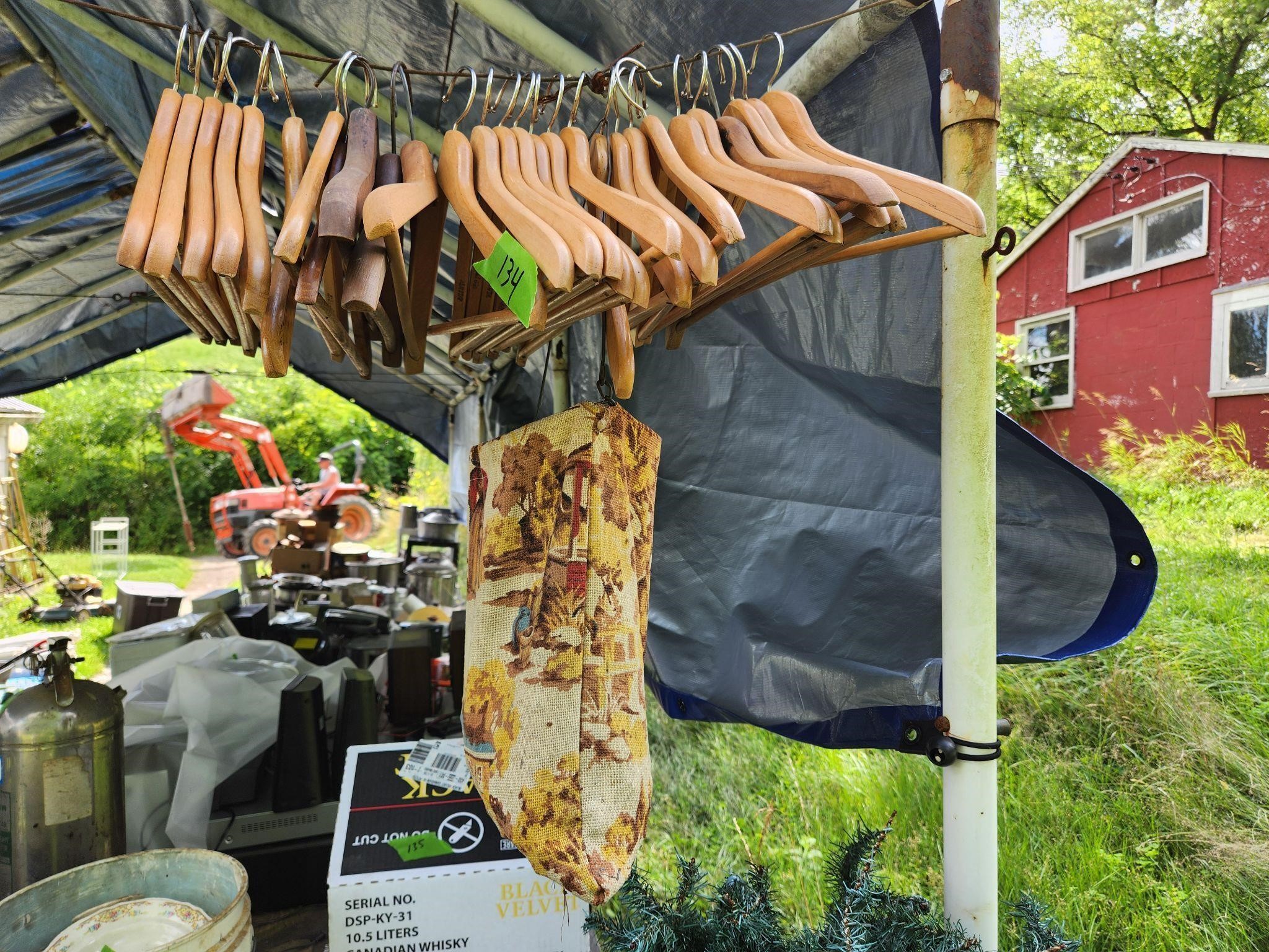 Wooden hangers and clothespins old and new