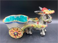 Mid Century Studio Pottery Italian Donkey & Cart