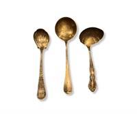 Three Vintage / Antique Ladle Serving Spoons