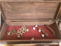WOODEN BOX AND CONTENTS