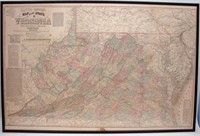 FRAMED MAP OF THE STATE OF VIRGINIA, 1861