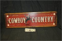 Wood "Cowboy Country" Sign - Well Made