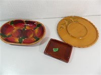 3 X Hand Painted Wooden Trays