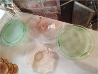 Depression glass serving dishes