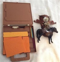 Breyer Pony, Saddle, Tomy Pony Plates, Drawing Kit