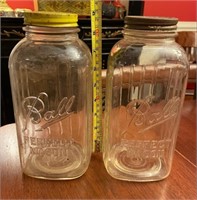 Pair of very large Ball Perfect Mason jars- over l