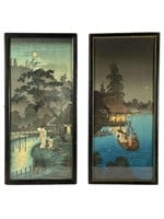 2 Vintage Japanese Color Wood Block Prints