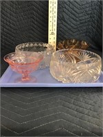 Crystal Glass Centerpiece Bowls and Colored Glass