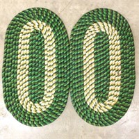 (2) Small 27" x 15" Braided Rugs, Green