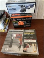 Angle Grinder, Hammer Drill, and Miniature Shop