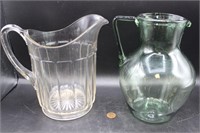 Two Vintage Glass Pitchers