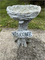 Welcome sign planter/bird bath *does have hole