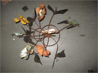 Large Metal Art Garden Mobile Flowers & Butterfly