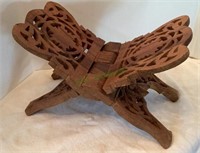 Vintage hand carved, folding wood book rest