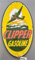 "Clipper Gasoline" Porcelain Oval Sign