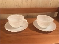 Pair of Milk Glass Cup & Saucers