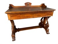 19TH CENT. HEAVY CARVED MAHOGANY 2 DRAWER SERVER