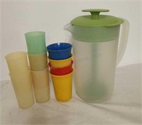 Tupperware Pitcher and  Cups