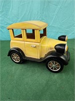 Ceramic vintage car handpainted yellow