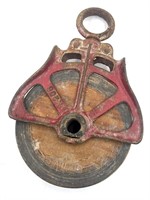 Antique Starline Barn Pulley, Cast Iron and Wood
