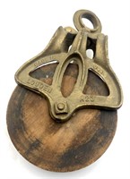 Antique Louden Rope Pulley, Cast Iron & Wood