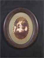 Vintage Metal Framed 1897 Child Photo with arrows