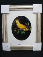 AMAZING EMBROIDERED YELLOW BIRD FRAMED UNIQUE